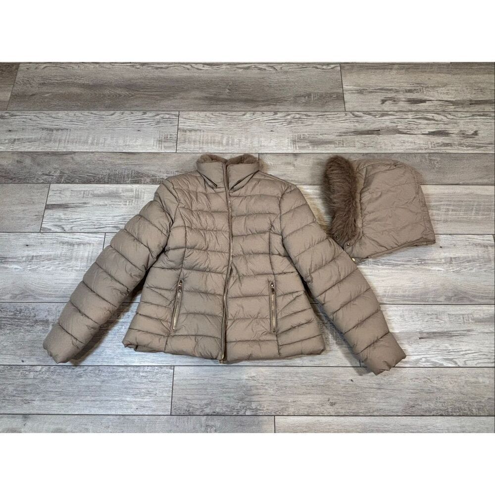 Culture Contour tan puffer jacket with removable hood size M